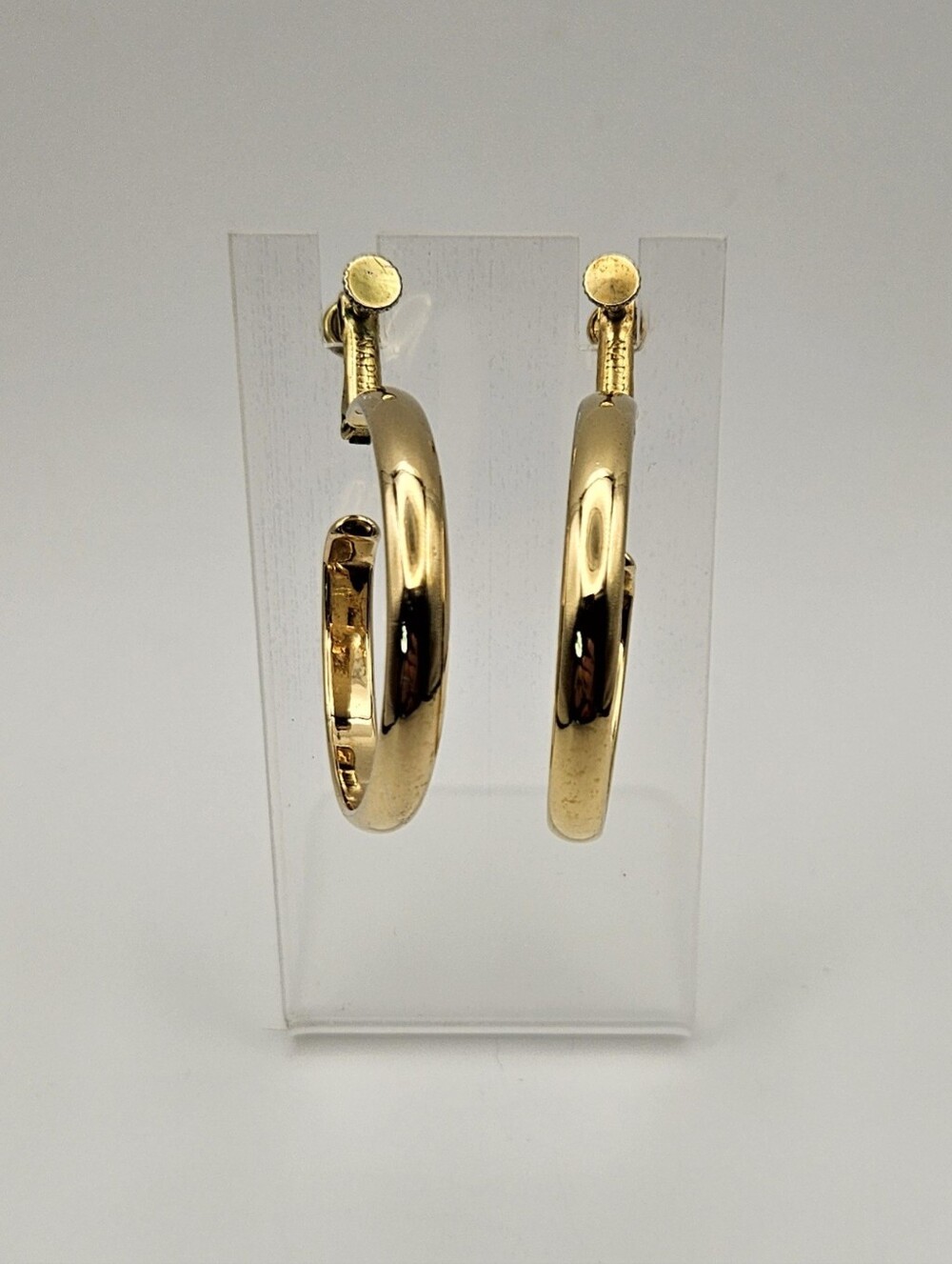 Vintage Napier Screw Back Hoop Earrings Gold Tone